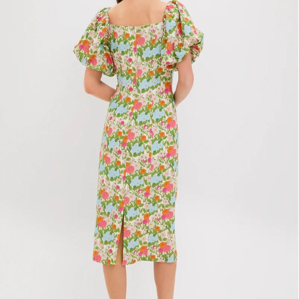 Hyacinth House Green Multi Begonia Floral Sallie Midi Dress XS NWT - Picture 3 of 5